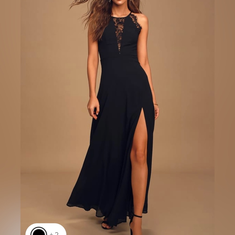 Lulus Romantic Mood Black Lace Sleeveless Maxi Dress🖤
